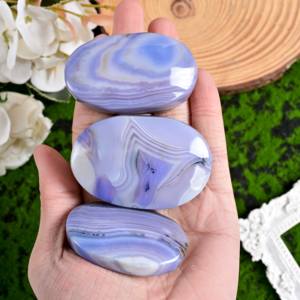 Pierre de palmier sculptée en agate bleue rayée de haute qualité, impression numérique, tendance mode, décoration intérieure, cadeaux de fêtes, vente en gros - Product Image 5