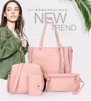 Nouvel ensemble de 4 sacs messager à motif litchi, sac de rangement super spacieux, grande trousse de toilette de voyage, pochette unie pour femme, accessoires essentiels