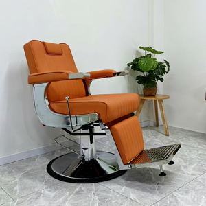 Sillón de Barbería de Estilo Antiguo, Ergonómico, Reclinable, Ajustable en Altura, Giratorio 360 Grados, con Marco de Acero Inoxidable, Hidráulico y Resistente - Product Image 1