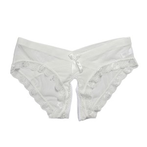 Sexy Mesh Open Crotch Panties For Women Low Rise Transparent Lace Trim Briefs - Product Image 4