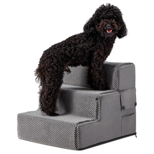 Pet Foam Stairs Grey 3 <b>Step</b> Non Slip Collapsible Dog <b>Steps</b> Easy Clean <b>Foldable</b> Multi Functional Pet Furniture - Product Image 4