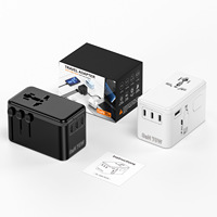 Adaptor Perjalanan Universal PD70W, Steker Internasional, Adaptor Daya Pengisian Daya Seluruh Dunia, Multi dengan Kabel Retraktil Tipe C