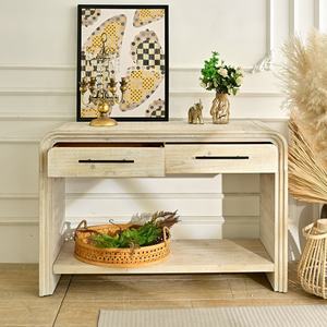 Mesa Consola de Madera de Estilo Nórdico INNOVA, Ecológica y Fácil de Montar, con Estante y Cajón de Almacenamiento para Sala de Estar o Uso en Hoteles - Product Image 2