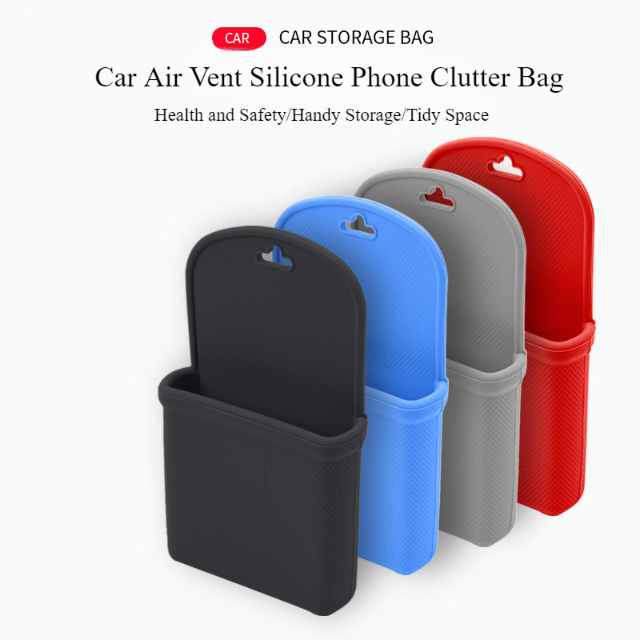 Silicone Car air Vent Storage Bag Mobile Phone Hanging Bag in - Car Mobile Phone Storage Box Multi-functional Car Storage Pocket