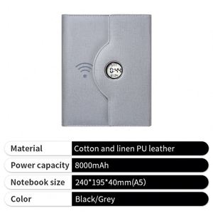 สมุดบันทึกพร้อมพาวเวอร์แบงค์อเนกประสงค์ นาฬิกาในตัว ของขวัญธุรกิจสำหรับองค์กร - Product Image 3