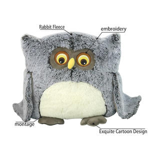 Oreiller-couverture en peluche super doux en forme de <span class=keywords><strong>hibou</strong></span> de dessin animé, brodé, avec rembourrage en coton PP, pour vente en gros OEM ODM - Product Image 2