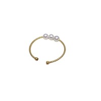 Natürlicher weißer Süßwasserperlenring für Damen, offener elastischer Ring, Babyperlen, schlicht, exquisit, modisch, für Bürodamen, Alltagsschmuck