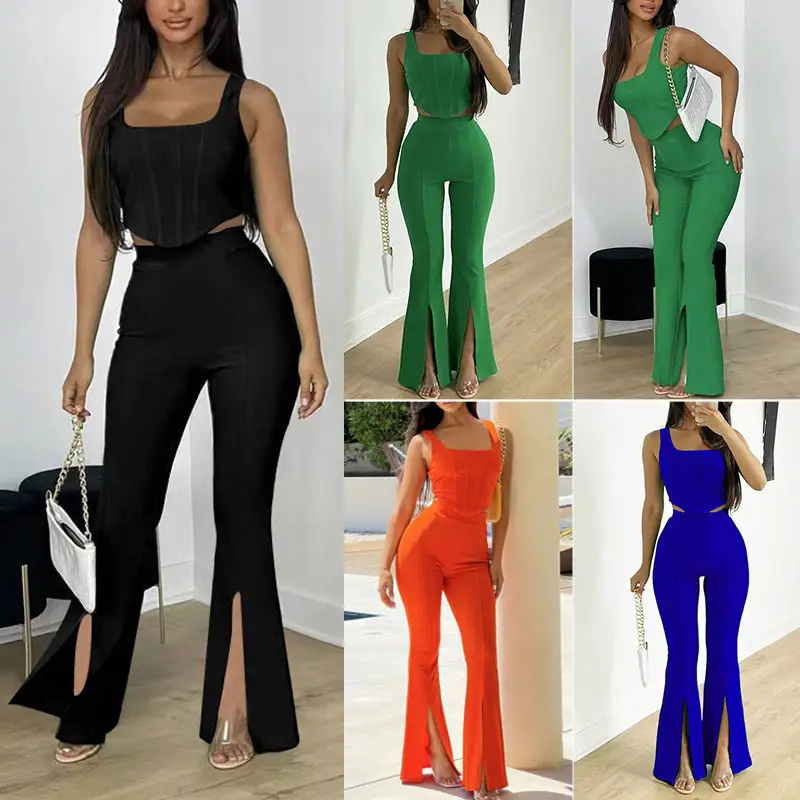 Summer suit temperament commuting sleeveless vest slit trousers fashion women's suit casual two suits