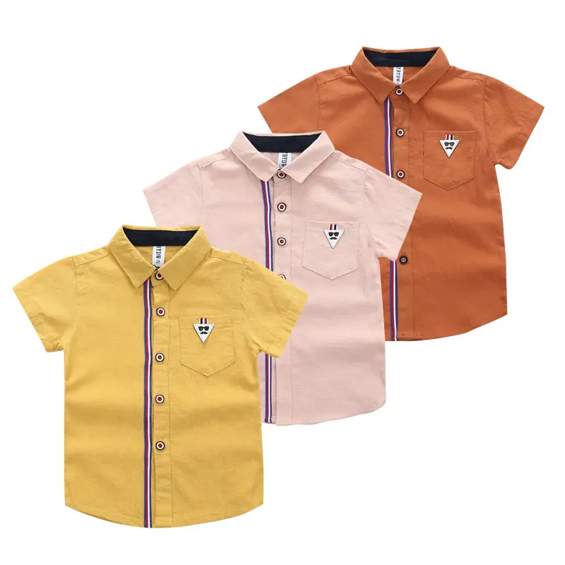 Latest Style Summer Short Sleeve Cotton Print Button Pocket Soft Casual Baby Boy Shirt