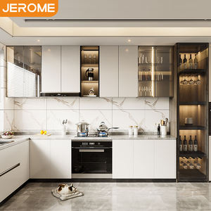Usine JEROME de Foshan en Chine, armoires de cuisine modulaires en bois sur mesure, armoires de cuisine modernes blanches intégrées avec portes en verre - Product Image 2