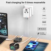 Adaptor Perjalanan Universal Adaptor Perjalanan Seluruh Dunia Dengan Pengisi Daya Cepat GaN 65W dan Sekring Ganda 10A Cocok untuk Pengisi Daya Laptop