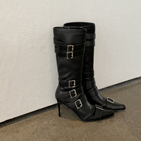 Nouvelles Collections Hiver 2026 – Bottes Hautes Femme à Talon Aiguille, Bout Pointu, Décoration Boucle et Fermeture Éclair Latérale, Super Personnalisables