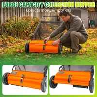 Balayeuse à pousser pour pelouse 26 pouces, collecteur de feuilles et d'herbe, grande capacité, sac de collecte en maille de 7 pieds, 4 brosses rotatives, roues en caoutchouc robustes