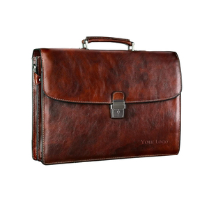 Maletín Portafolios de Cuero Genuino, Diseño Popular para Negocios, Ligero, Duradero, con Cierre de Cremallera, Anti-robo, Portátil, Unisex - Product Image 1