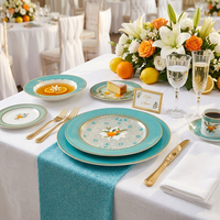 Assiettes de luxe en porcelaine fine à bord doré, motif floral d'agrumes français, vaisselle en céramique, assiettes à dessert et à salade pour mariage