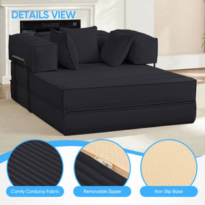 Sofá Cama Portátil de Tela Moderno, Minimalista y Masculino, con Diseño Envasado al Vacío para una Vida Urbana Compacta en Apartamentos de Hotel - Product Image 6