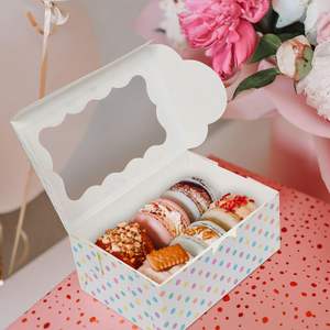 Scatole di biscotti pastello a pois con finestra per compleanni di Pasqua Cupcakes di grandi dimensioni si adatta facilmente a una dozzina di biscotti - Product Image 3