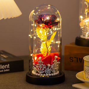 Eternal Rose Lamp Gold Foil Flower Glass <b>Shade</b> Ornament Creative Gift for Girlfriend on Qixi Valentine's Day - Product Image 4