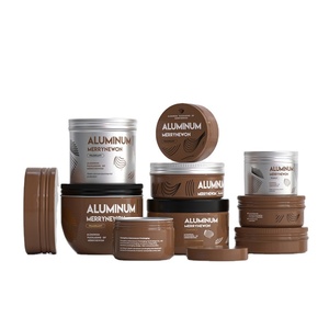 กระปุกโลชั่นอะลูมิเนียมทรงกระบอกพร้อมฝาเกลียวและผิวสัมผัสสีเงิน - Product Image 1