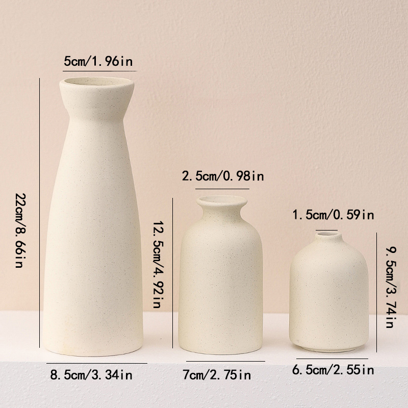 beige-black dot-rose love three-piece vase