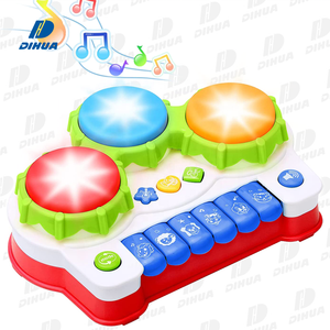 Jouet musical pour bébé avec tambour à main et clavier à 6 touches, ensemble d'instruments de dessin animé pour l'éducation précoce, apprentissage Montessori, jeu - Product Image 2