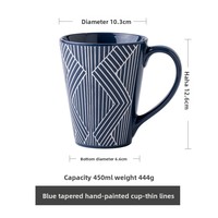 Tasse en céramique bleue profonde créative de 500ml en relief grande capacité tasse filaire domestique pour lait et café pour les fêtes