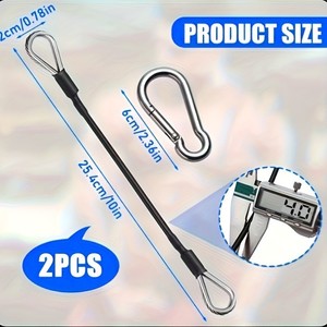 Stainless Steel Black Coated Wire <b>Rope</b> 2 Pcs With Carabiners For Fitness <b>Exercise</b> - Product Image 6
