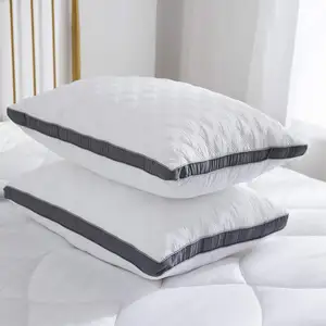 Custom Size Hilton Luxury Hotel Pillow Double Line Soft Hotel Bed Pillows Quilting Feather Silk Water Resistant Pillow