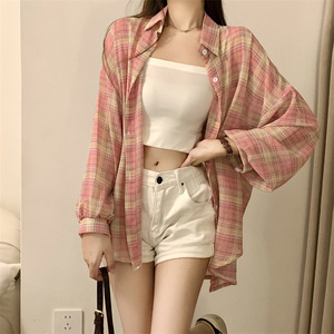 <span class=keywords><strong>Camicia</strong></span> <span class=keywords><strong>a</strong></span> <span class=keywords><strong>Quadri</strong></span> Americana da <span class=keywords><strong>Donna</strong></span> Estate 2025 Nuova Collezione Stile Casual Carino <span class=keywords><strong>Camicia</strong></span>-Cappotto Protezione Solare Top di Tendenza - Product Image 2