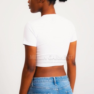 Custom Printed logo Neck Crop <b>Top</b> Tshirts Short t Shirts Women Short Sleeve Custom Crop <b>Tops</b> for Women - Product Image 3