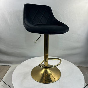 Modern <b>Bar</b> <b>Stools</b> Grey Black Velvet <b>Swivel</b> Counter Height <b>Bar</b> <b>Stool</b> Adjustable <b>Bar</b> Chairs Set with Mid Back and Gold Footrest - Product Image 2