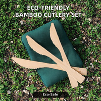 Lot de 100 couverts portables en bambou écologiques de 170 mm – Couteaux, cuillères et vaisselle biodégradables en bois naturel pour voyage moderne