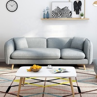 Canapé modulaire sectionnel carré inclinable moderne de 1,9 m avec pieds en bois et revêtement en tissu pour petits salons