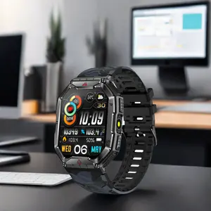 2024 populer jam tangan pintar luar ruangan KR82, senter kompas tekanan ketinggian panggilan BT layar AMOLED 2.01 inci baterai 650mAh