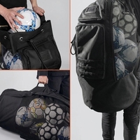 Sac à ballons de football XL robuste en maille avec bandoulière réglable, 2 poches avant pour équipement sportif, sac à cordon