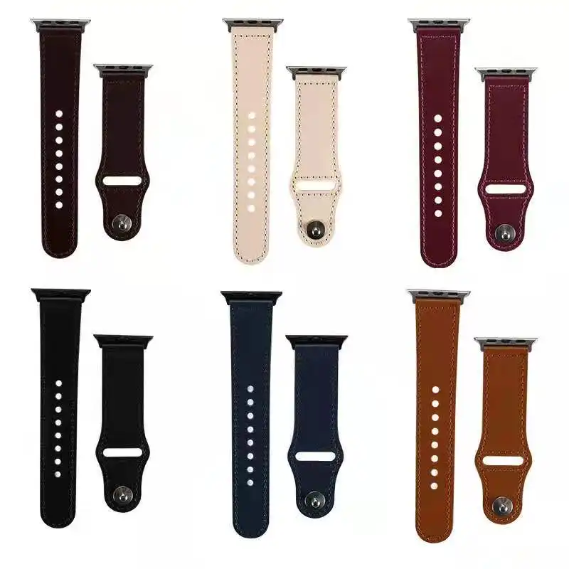 عالية الجودة watchband أجزاء اكسسوارات ساعة 38 40 42 44 مللي متر جلد طبيعي حزام (استيك) ساعة حزام سلسلة 1 2 3 4 5 6 7