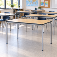 Bureau d'étudiant moderne en forme de glissière pour l'école, la salle de classe, la bibliothèque, le bureau à domicile, table empilable en MDF, garantie de 15 ans, hauteur réglable