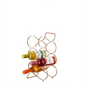 Porte-vin en cuivre moderne, capacité de 6 bouteilles, design minimaliste, meuble de présentation pour la maison - Product Image 5