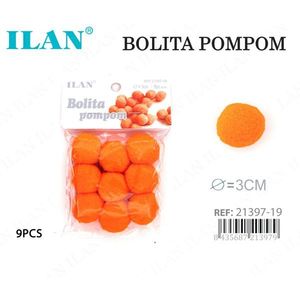 Ilan Bolita Pompom 3Cm Arancione 9Pz Decorazione Artigianale - Product Image 1