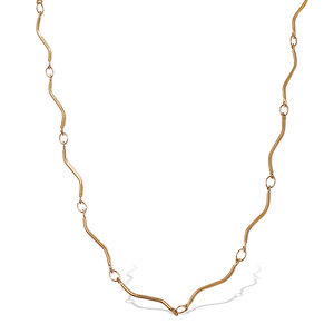 <span class=keywords><strong>Collana</strong></span> Minimalista con Catena a <span class=keywords><strong>S</strong></span> in Bambù, Acciaio Inossidabile Placcato Oro 18K - Product Image 5