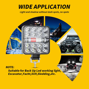 Nuova fabbrica DXZ luce da lavoro a LED quadrata da 3 pollici impermeabile rosso/<span class=keywords><strong>blu</strong></span> <span class=keywords><strong>lampeggiante</strong></span> faretto fendinebbia accessorio per auto camion - Product Image 5