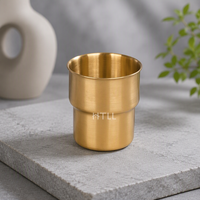 Tasse de camping empilable en acier inoxydable doré, tasse à bière et café en métal 304 réutilisable et portable pour le voyage, vente en gros