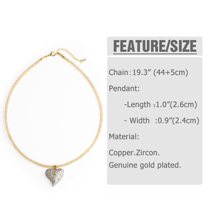 Collares de Corazón de Cristal de Dos Tonos ASJEWELRY para Mujer, Joyería de San Valentín, Cadena de Alambre, Collares Cortos, Gargantillas 2512 Nken63 - Product Image 4