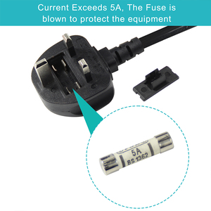 Divisor Y 2 ramas 3 pines UK BS enchufe doble IEC C13 enchufe británico cable de alimentación BS1363 3A/13A fusible resistente para PC TV <span class=keywords><strong>Monitor</strong></span> ordenador - Product Image 5