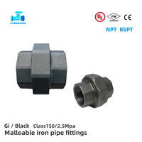 Raccords de tuyauterie en fonte malléable galvanisée FM UL 1'' : Coude noir, Té, Raccord à douille, Raccord hexagonal, Raccord à embout, pour Gaz, Huile, Eau, Lutte contre l'incendie, OEM