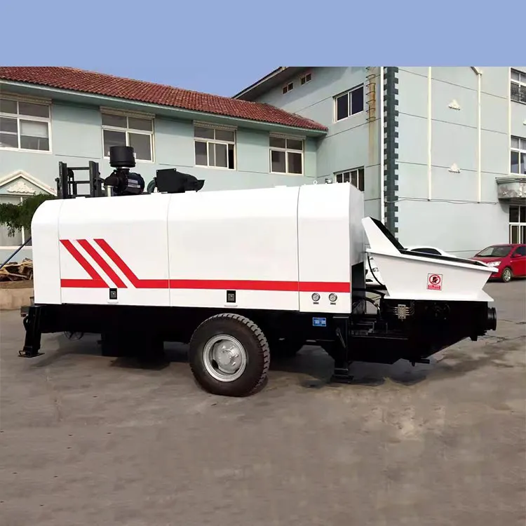 High Efficiency HBTS90 Concrete Trailer Pump Machine For Mixing And Pumping