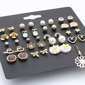 Korean Style <b>Earring</b> Set 20 Pieces Simple Cute Floral Design For Women Students Gift Fashion Jewelry Zinc Alloy Copper <b>Post</b> - Product Image 4