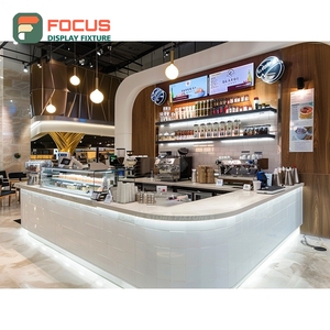 Integrated Coffee Display Rack Syrup Bottle Shelf White Oak Cafe Merchandise Display Rack - Product Image 1