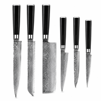 Couteau de chef japonais en acier Damas VG10 de qualité supérieure, ensemble de 7 couteaux avec manche en bois noir