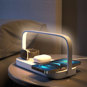 2024 producto caliente cargador inalámbrico soporte de carga multifuncional teléfonos móviles auricular reloj dormitorio luz nocturna 15W 3 en 1 Simple - Product Image 5